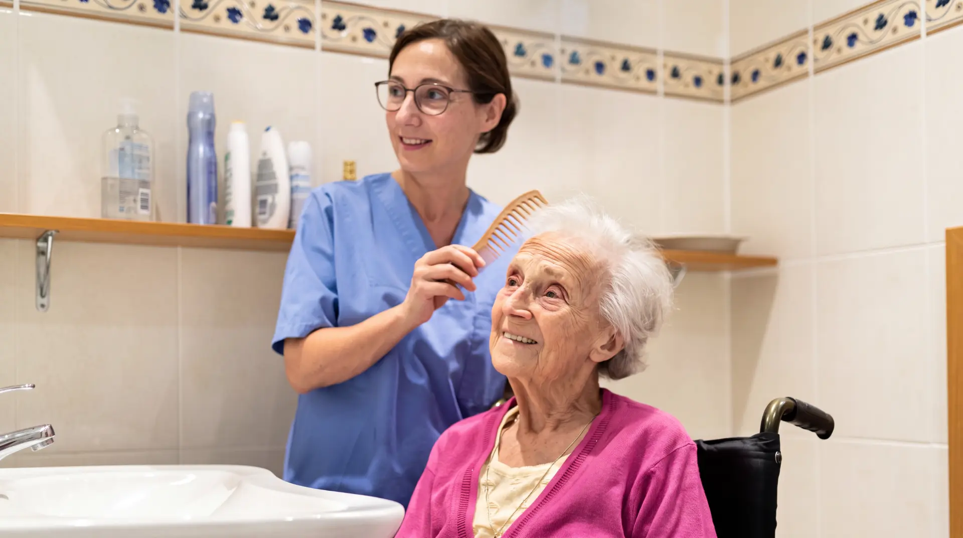 A nurse arriving at a patient's home